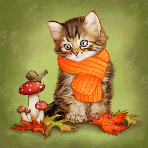 DIAMOND ART CLUB Making Friends - Kit de pintura de diamantes de gatito, manualidades divertidas para adultos, lienzo de arte redondo de diamante,