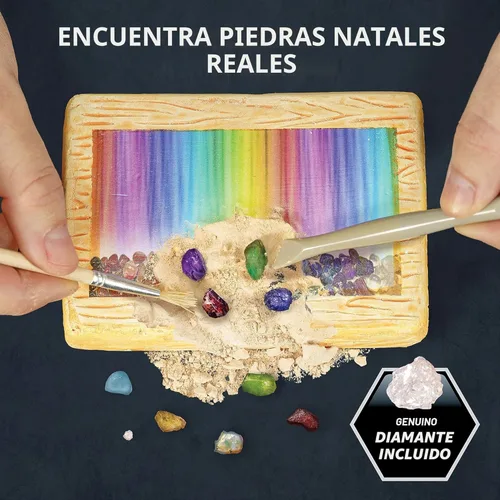 Miniatura 2 de Kit de excavación de piedras de nacimiento National Geographic - Kit de ciencia con 12 piedras de nacimiento genuinas, incluye un diamante real