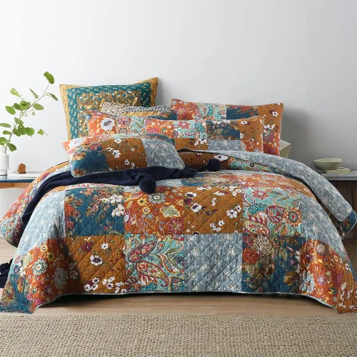 Miniatura 12 de Autumn Dream - Juego de colchas de algodón, juego de cubrecama reversible, conjunto de cubrecamas, edredón de confort, estampado floral vintage