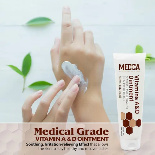 Miniatura 4 de MEDca Vitamina A y D Ungüento para erupción del pañal, crema protectora para piel sensible del bebé, fórmula de lanolina y vaselina, manos y pies