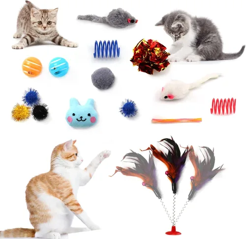 Miniatura 6 de Juguetes para gatos surtidos de juguetes para gatos, paquete de 26 juguetes para gatos, paquete variado para gatito, juguete de varita para gato