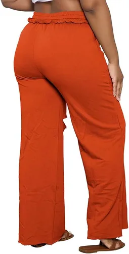 Miniatura 5 de PINSV Pantalones de pierna ancha para mujer, con cordón, holgados, casuales