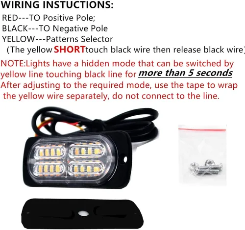 Miniatura 3 de Barra de luz estroboscópica ámbar impermeable de 12-24 V, 20 LED, con 32 intermitentes diferentes para automóvil, camión, SUV, camioneta, 4
