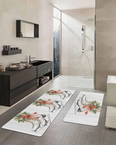 Miniatura 2 de Tapete de baño de Navidad para bañera, antideslizante, de secado rápido y absorbente, tierra de diatomeas, fregadero, dormitorio, cocina, lavable