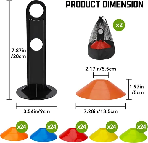 Miniatura 3 de BIRDDIE Conos de entrenamiento de fútbol, conos deportivos de fútbol, marcador de campo de entrenamiento, conos de agilidad con bolsa de transporte