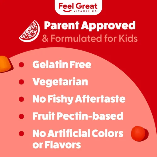 Miniatura 4 de Feel Great Vitamins Kids DHA Gummies con Omega 3 6 9, vitamina C (paquete de 2) Apoya la función cerebral saludable, la visión y la salud