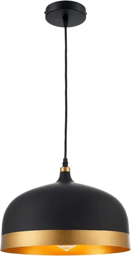 Miniatura 2 de Lámpara colgante de cocina negra y dorada, color negro mate, ajustable, 1 luz, mini candelabros de mediados de siglo, lámpara colgante de techo