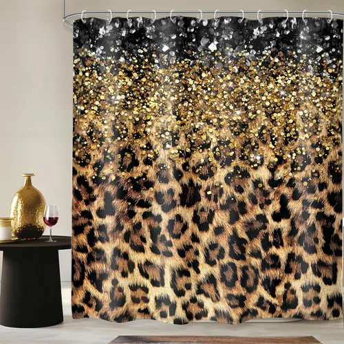Miniatura 19 de Cortina de ducha con estampado de tigre, 60 pulgadas de ancho x 72 pulgadas de alto, safari salvaje, negro, marrón, potente pantera, piel de animal