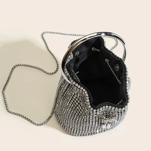 Miniatura 3 de DJBM Bolso de mano con diamantes de imitación para mujer, bolso de mano de noche para mujer, fiesta, graduación, cóctel, boda