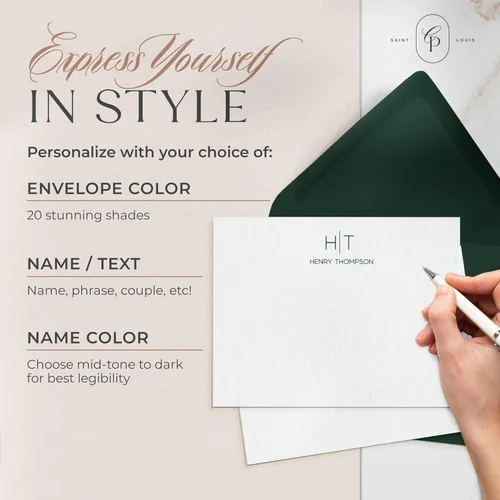 Miniatura 3 de Curio Press Papelería personalizada para mujeres y hombres, tarjetas de agradecimiento planas A2 con tarjetas de notas personalizadas, tarjetas