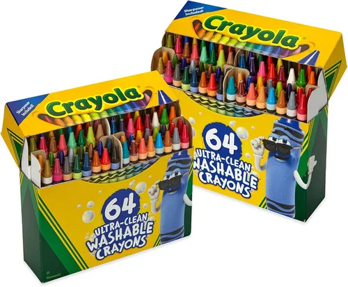 Crayola Crayones lavables para niños, 64 unidades (2 cajas), imprescindibles para el aula, suministros esenciales para la escuela del profesor,