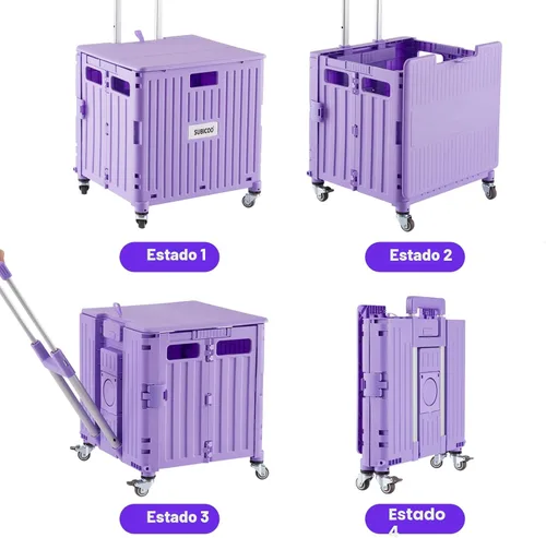 Miniatura 9 de Carrito de Utilidades Plegable Carrito Portátil con Caja con Ruedas Manual Carro de Compras Caja de Herramientas Plegable, con Tapa, Cesta en 4