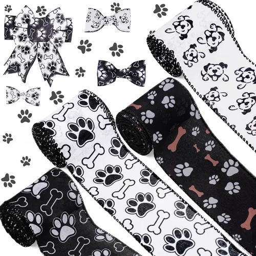 Miniatura 8 de 4 rollos de cinta escolar de 20 yardas de cinta con borde con alambre para envolver regalos, decoración de fiestas, manualidades, envoltura de lazo