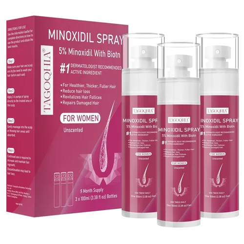 5% Minoxidil for Women Hair Regrowth Spray, hers hair regrowth treatment Infused with Biotin, Extra Strength Treatment to Combat Hair Loss and
