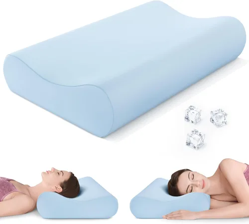 Miniatura 12 de AM AEROMAX Almohada de espuma viscoelástica de contorno de viaje, almohada cervical para aliviar el dolor de cuello, almohadas ortopédicas