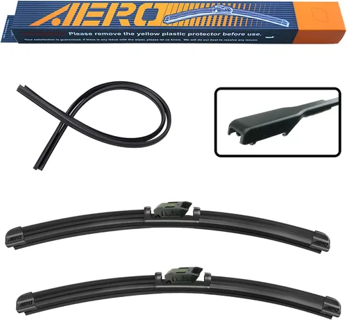 Miniatura 37 de AERO Avenger - Limpiaparabrisas prémium de 26 pulgadas + 19 pulgadas para todas las estaciones con repuestos de goma adicionales, repuesto