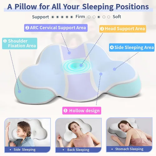 Miniatura 3 de Almohada cervical para cuello y hombro, almohada ergonómica para dormir lateral para soporte del cuello, almohadas de espuma viscoelástica