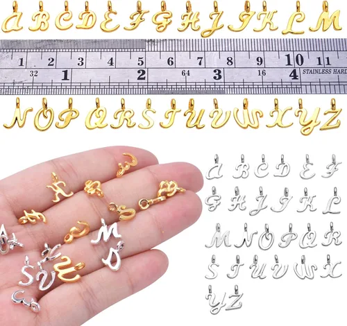 Miniatura 3 de 156 unids/6 juegos de letras del alfabeto ABC colgantes de aleación A-Z colgantes alfabéticos abalorios sueltos DIY collar, pulsera, aretes