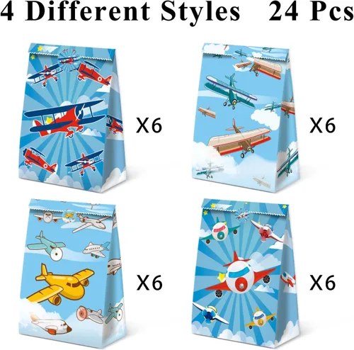 Miniatura 7 de 24 Piezas Bolsas de Fiesta de Avión, Suministros de Fiesta de Cumpleaños de Avión, Decoraciones de Fiesta de Avión, Bolsa de Regalo de Avión