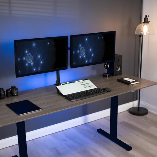 Miniatura 7 de VIVO DESK-WB16D - Pizarra blanca de escritorio de cristal de 16 x 7 pulgadas con ranura para marcador y almacenamiento abierto, superficie blanca