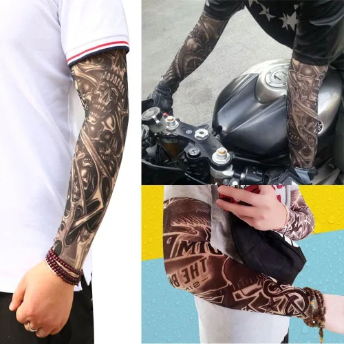 Miniatura 8 de Falsas mangas temporales de tatuaje resbalón en el brazo protector solar cuerpo arte brazo medias