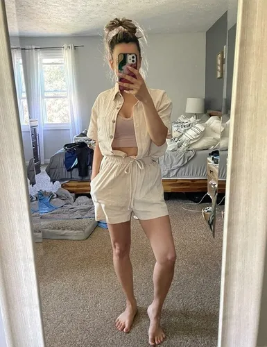 Miniatura 6 de SeekMe Conjunto de pantalones cortos de lino para mujer, camiseta de manga corta, pantalones cortos, 2 piezas, verano, playa, vacaciones, trajes