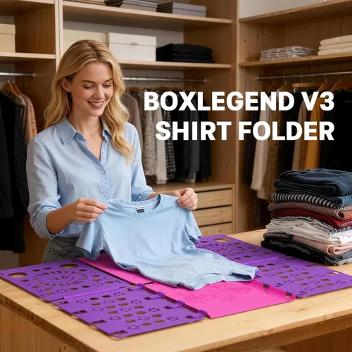 Miniatura 2 de BoxLegend Versión 3 Tabla para doblar camisas y camisetas, carpeta para ropa, tabla para doblar duradera de plástico, tablas para doblar, Morado