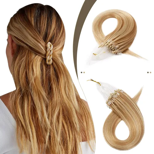 Miniatura 15 de SEGO Extensiones de cabello humano con micro cuentas, extensiones de cabello humano con micro bucle, lacio, natural, fusión fría, 1.76 oz/paquete