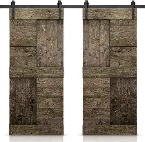 Miniatura 85 de TMS Serie N - Puerta corrediza interior de madera de pino anudada con kit de herrajes deslizantes (32 x 84 pulgadas, blanco)
