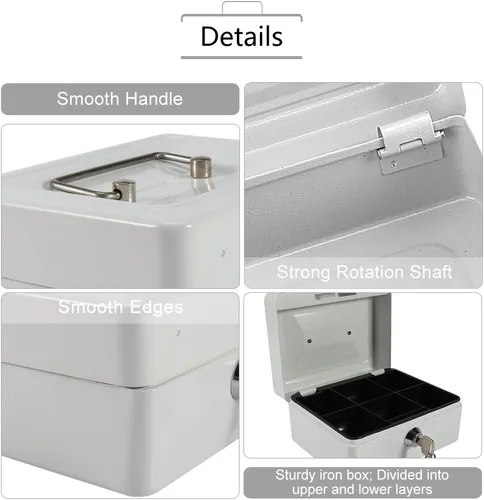 Miniatura 4 de Shanrya Caja de seguridad segura, mini caja de seguridad portátil con cerradura para el hogar, oficina, joyería, uso en efectivo, almacenamiento