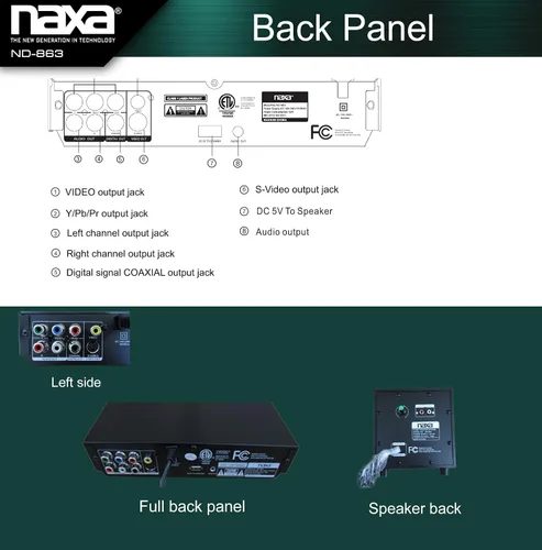Miniatura 4 de Naxa Electronics ND-863 Sistema de altavoces DVD de cine en casa de 2,1 canales