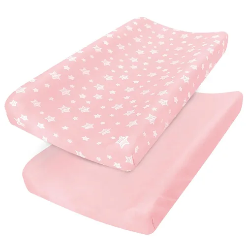 Miniatura 24 de Sábanas para Pack and Play para niña, paquete de 2 sábanas para mini cuna, sábana ajustada para corralito elástica, compatible con Graco Pack n