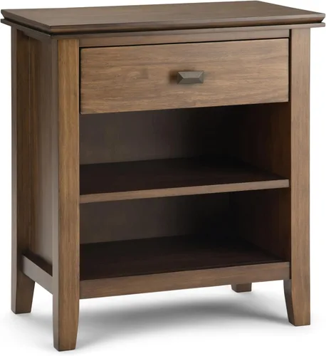 SIMPLIHOME Mesa de noche artesanal - Mesita de noche de madera maciza de 24 pulgadas de ancho en marrón rústico envejecido natural, mesa auxiliar