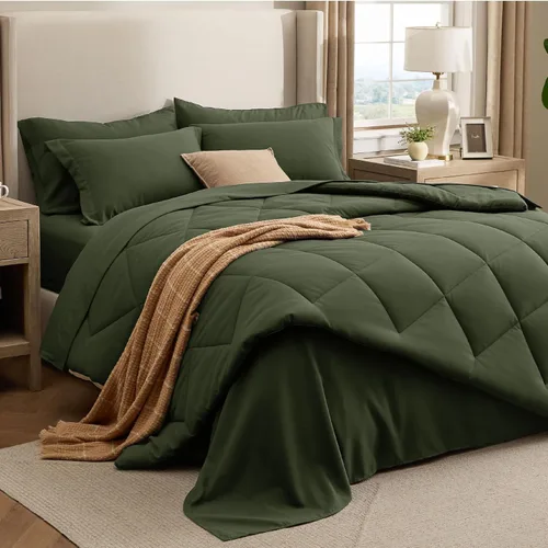 Miniatura 10 de Bedsure Juego de edredón individual de 5 piezas, serie premium, cama suave de lujo de hotel en una bolsa, alternativa al plumón de ganso, seguro