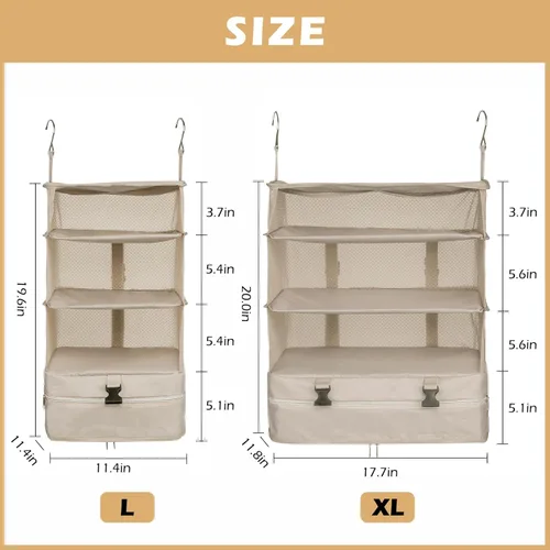 Miniatura 5 de Surblue Bolsa de Almacenamiento Colgante para Armario Plegable de 3 Estantes de Tela Oxford Lavable con 2 Ganchos