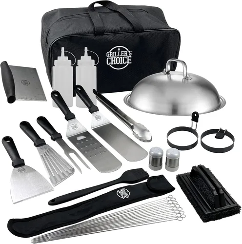 Miniatura 9 de Griller's Choice - Accesorios profesionales de parrilla de acero inoxidable, kit de accesorios para parrilla de parte superior plana, lavable a