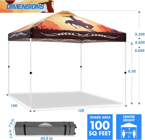 Miniatura 309 de EAGLE PEAK Tienda de campaña desplegable con bolsa de transporte con ruedas, 8 estacas, 4 cuerdas, 4 bolsas de peso, toldo de tienda de campaña