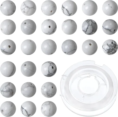 Miniatura 23 de Bymitel - Cuentas redondas de jade blanco natural de 5/32 de pulgada, 210 unidades de piedras preciosas auténticas para bricolaje y fabricación