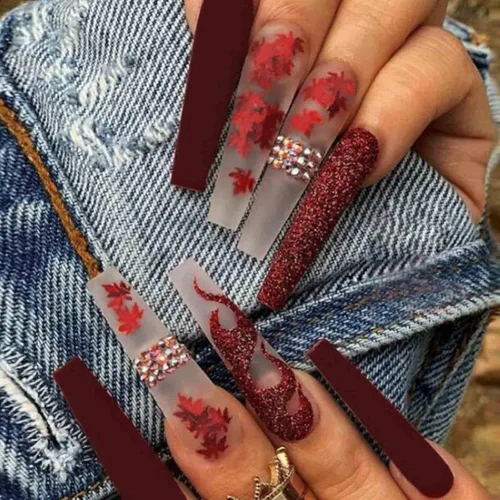 Miniatura 18 de Hkanlre - Uñas postizas cortas a presión con forma de almendra, uñas falsas de acrílico blancas brillantes, uñas postizas de cobertura completa