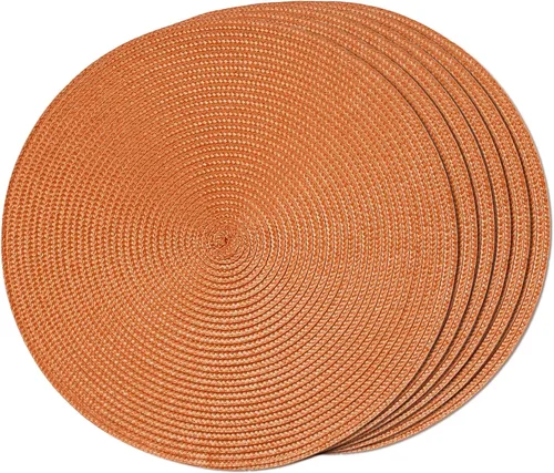 Miniatura 47 de FunWheat Juego de 6 manteles individuales redondos trenzados para mesas de comedor, tejidos, lavables, antideslizantes, de 15 pulgadas