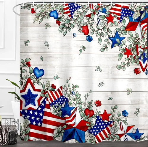 Baccessor Home - Cortina de ducha patriótica del 4 de julio, Día de la Independencia de Estados Unidos, Día de los Caídos de Estados Unidos, cortina