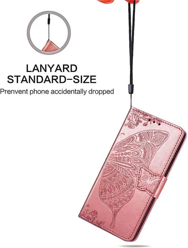 Miniatura 6 de Funda tipo cartera para Samsung Galaxy S20 FE (5G), diseño de flor de mariposa en relieve, piel sintética de alta calidad, función atril, ranuras