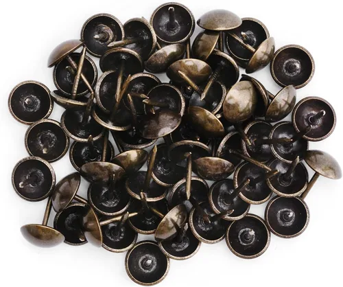 Miniatura 14 de MroMax 120 tachuelas de clavos para tapicería de 0.47 pulgadas de diámetro, hierro de estilo vintage, de metal, redondos, de 0.67 pulgadas de altura