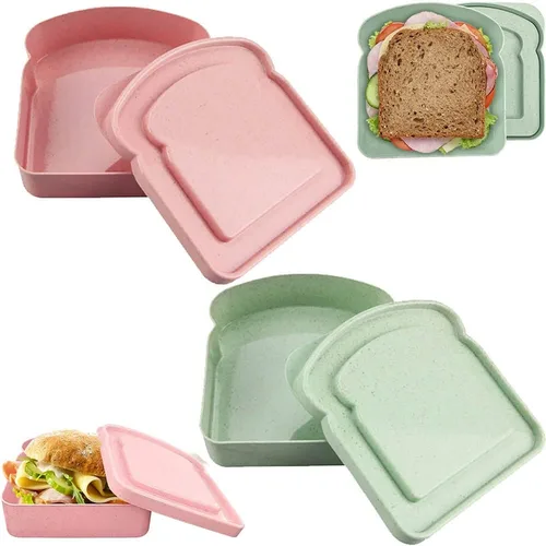 NADUSEP Contenedores para sándwich, 2 unidades, caja de sándwiches, almacenamiento de alimentos, soporte en forma de tostada, de plástico para el
