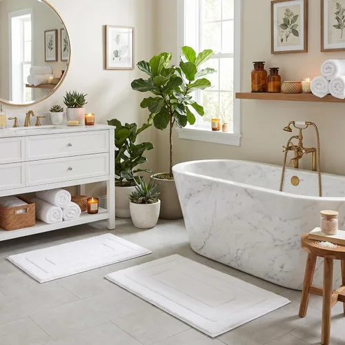 Miniatura 25 de GRANNY SAYS Juego de 2 alfombras de baño suaves para baño, alfombras de baño antideslizantes y lavables, alfombras de baño absorbentes para bañera