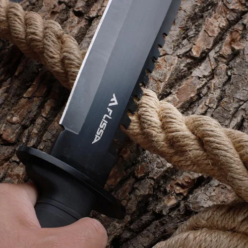 Miniatura 4 de Cuchillo de supervivencia y caza FLISSA con vaina, cuchillo táctico Bowie de hoja fija de 15 pulgadas con afilador y arrancador de fuego