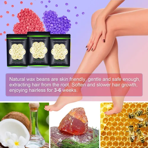 Miniatura 2 de Cuentas de cera para depilación de 10.5 oz (300 g), granos de cera dura para piel sensible brasileña, cara, bikini, cejas, piernas, sin dolor para 3