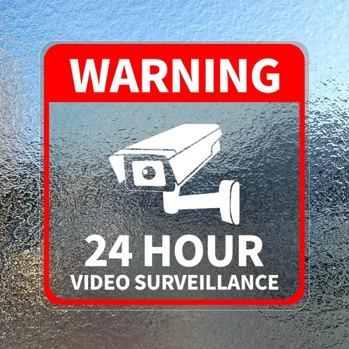 Vinilo adhesivo de videovigilancia de 6 x 6 pulgadas, 24 horas, cámara CCTV, advertencia, seguridad, para ventana, puerta, negocios, paquete de 5