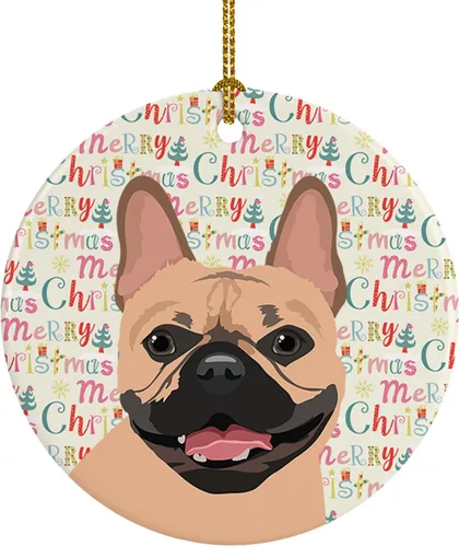 Miniatura 45 de Caroline's Treasures Bulldog Francés Azul de Navidad Adorno de Cerámica Decoraciones Colgantes para Árbol de Navidad para Hogar Navidad, Festividad