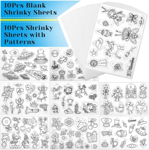Miniatura 3 de Shynek Kit de llavero de arte retráctil de 205 piezas, incluye 20 hojas de plástico retráctil y 185 accesorios de llavero para manualidades creativas